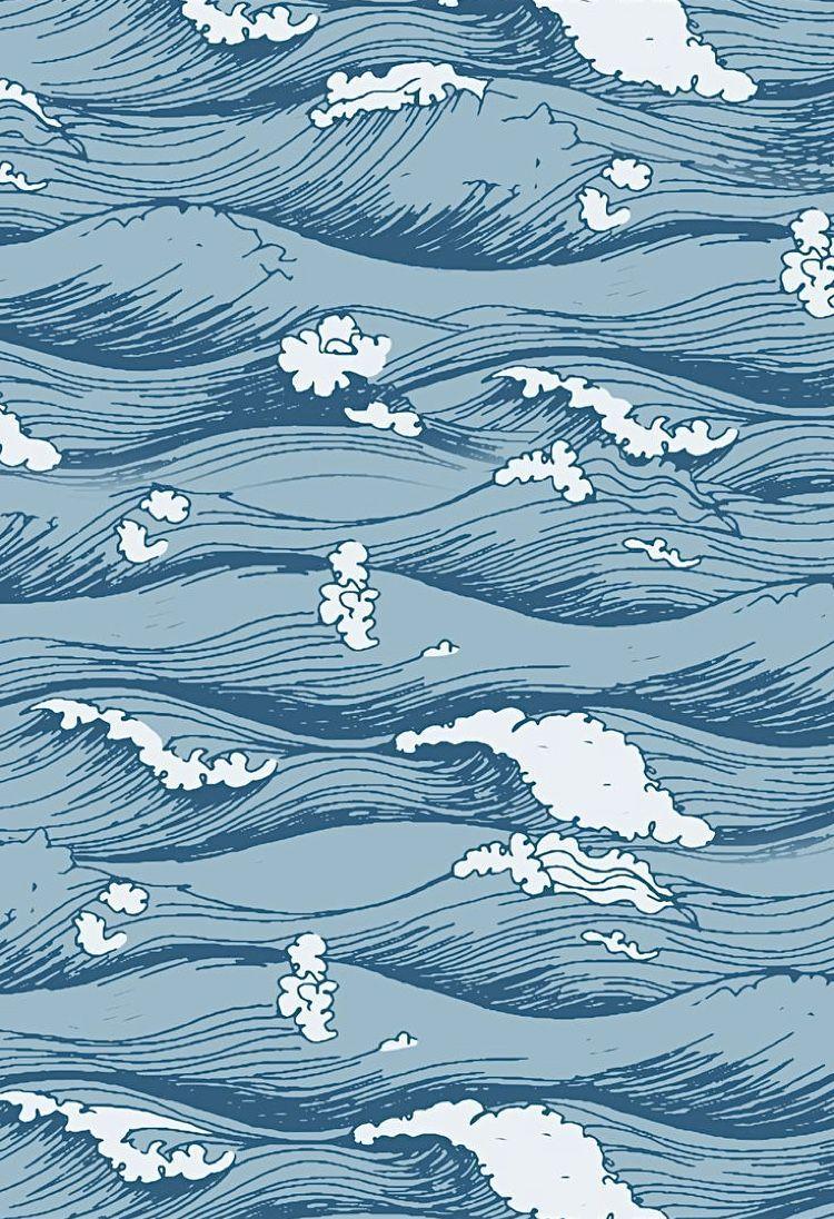 Minimalistic Drawings Ocean Wallpaper Waves