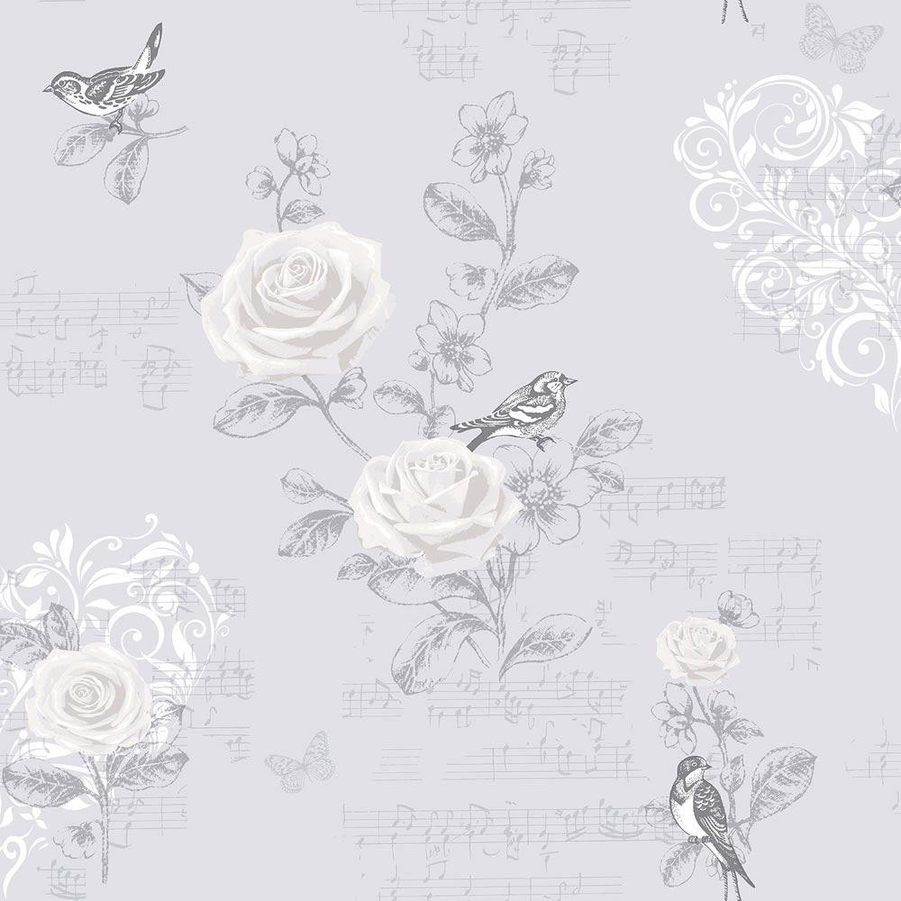 French Grey M0835 Jenny Wren Rose Birds Music Butterfly Shabby Chic