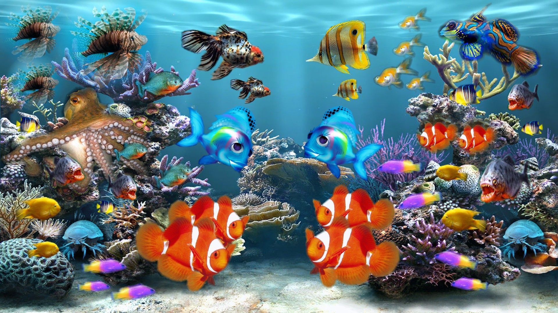 Fish Tank Moving Desktop Background Aquarium Colors Screensaver