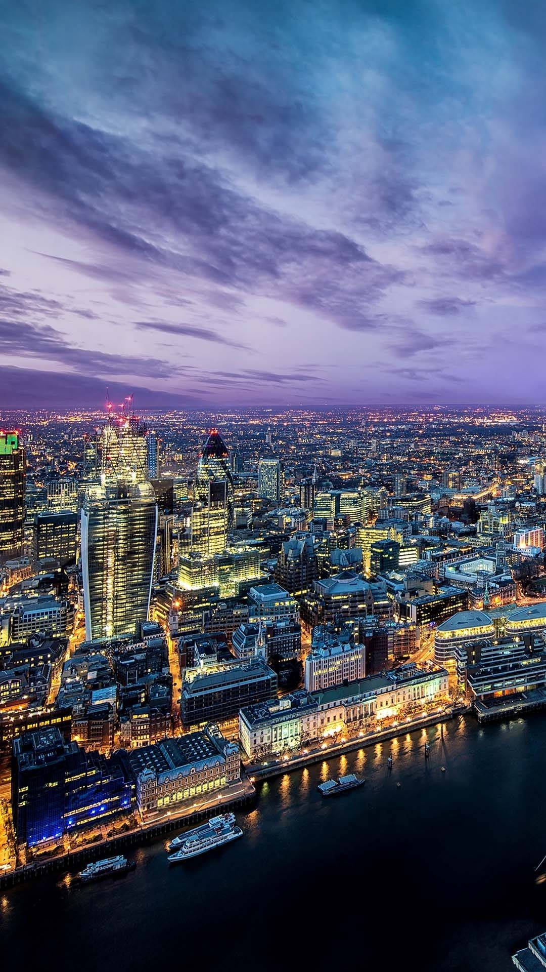 Purple City Sky Wallpaper