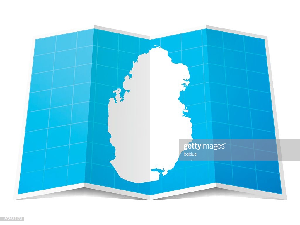 Qatar Map Folded Isolated On White Background Stock Illustration