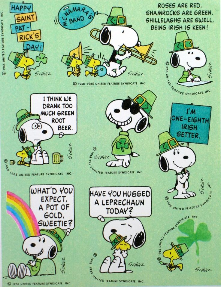 St Patrick S Day Snoopy Woodstock Stickers
