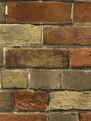 91302 Modern Faux Brick Stone Textured Wallpaper Roll Yellow Multi 3D