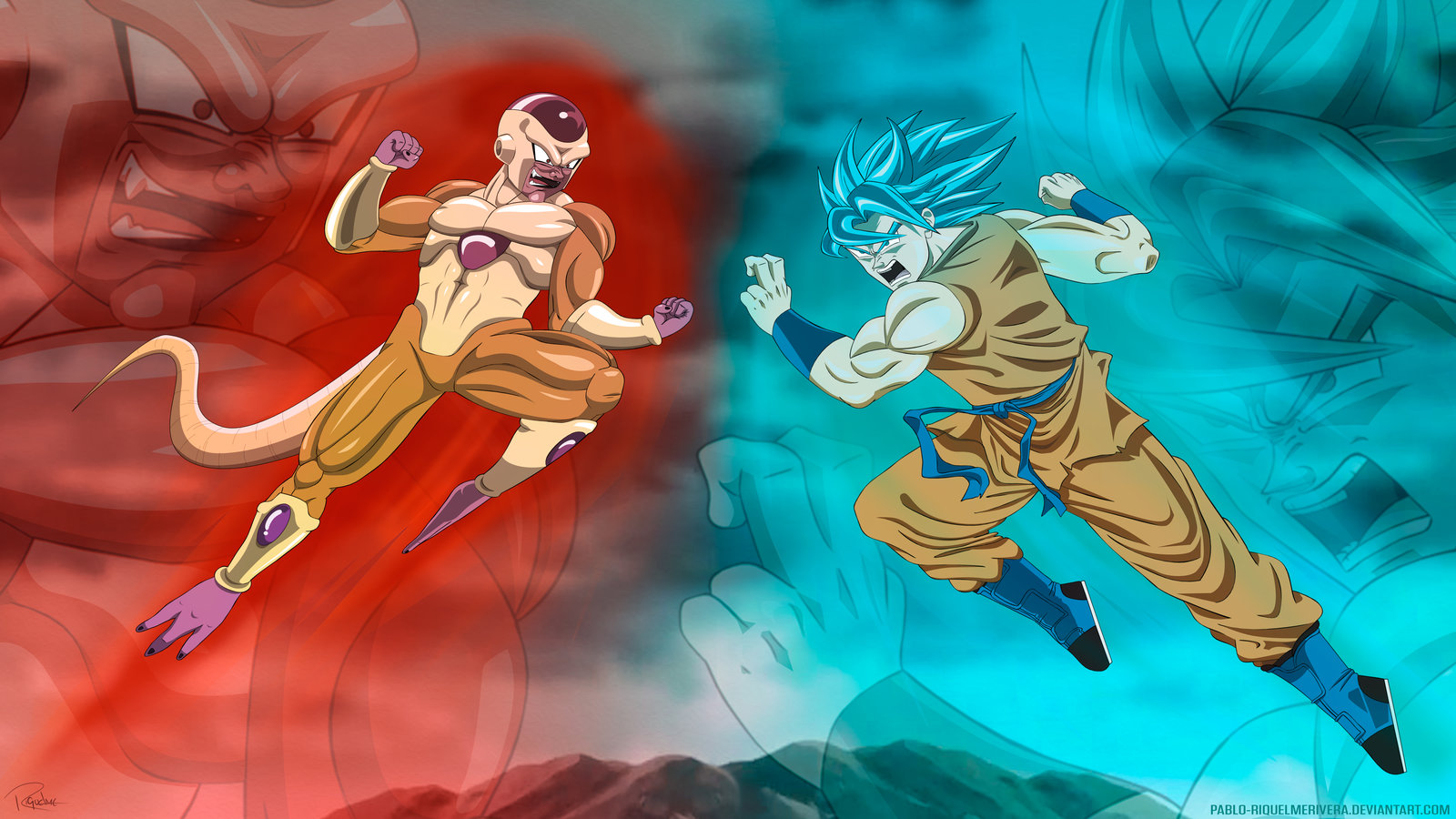 Golden Frieza Vs Goku Super Saiyan God By Pablo Riquelmerivera On