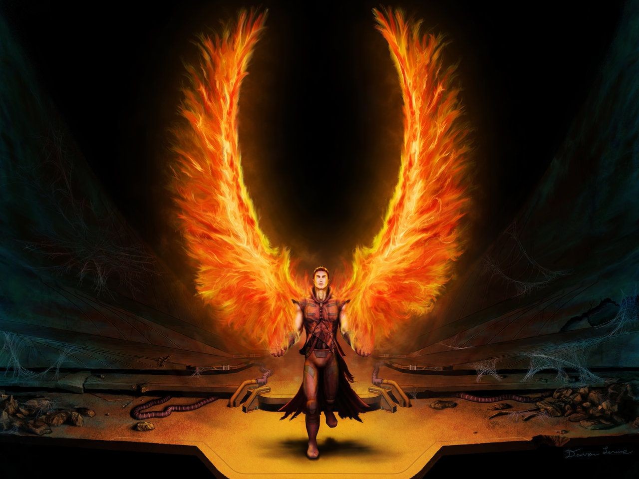Angels Wings Wallpaper Fire Fantasy Art