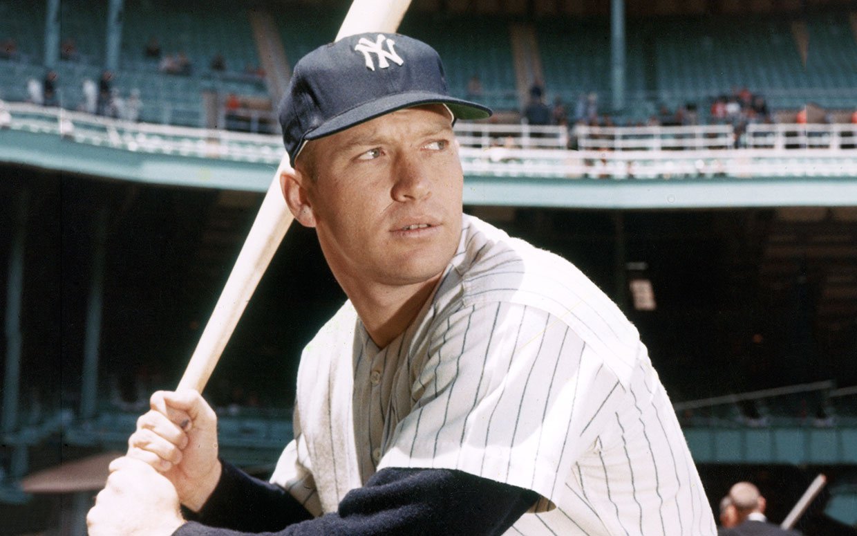 Mickey Mantle Of The New York Yankees Poses For An Action Portrait