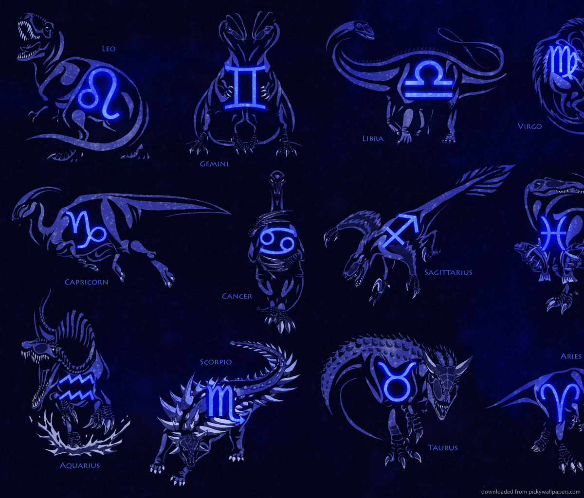 Zodiac Art Dinosaur Signs Wallpaper For Samsung Galaxy Tab