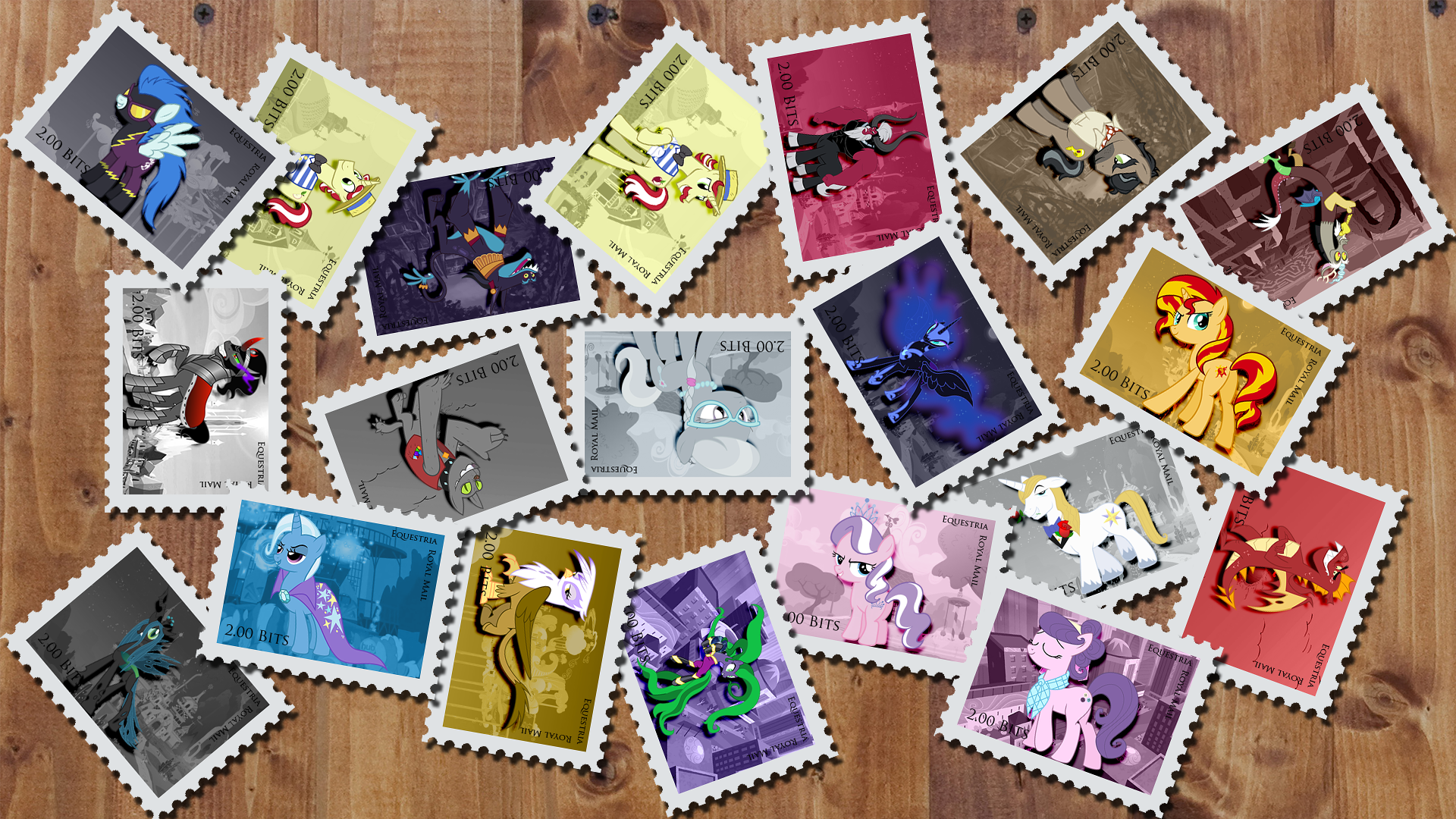 Antagonists Pony Stamps Wallpaper By Pims1978