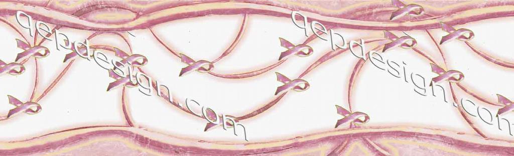 Ribbons Breast Cancer Awareness Pink Feminine Wallpaper Border From