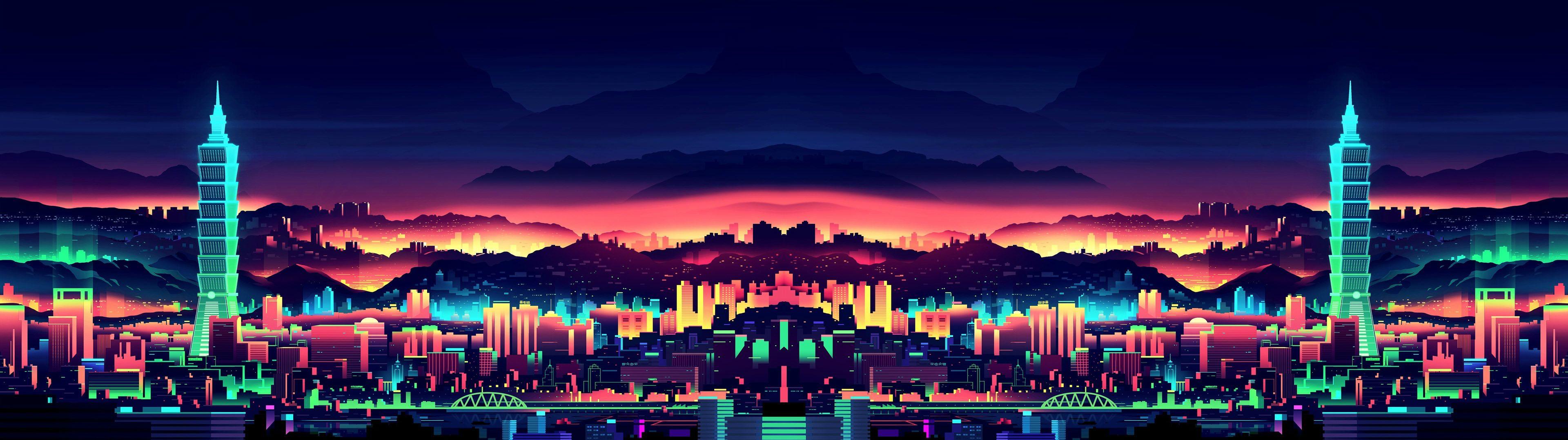 Neon City Wallpaper Versions Included