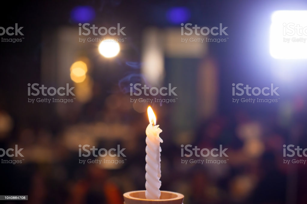 White Candlestick With Blur Bokeh Background Image For Background