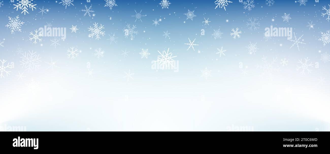 Pastel Winter Sky With Snowflakes Blue Light Color Gradient