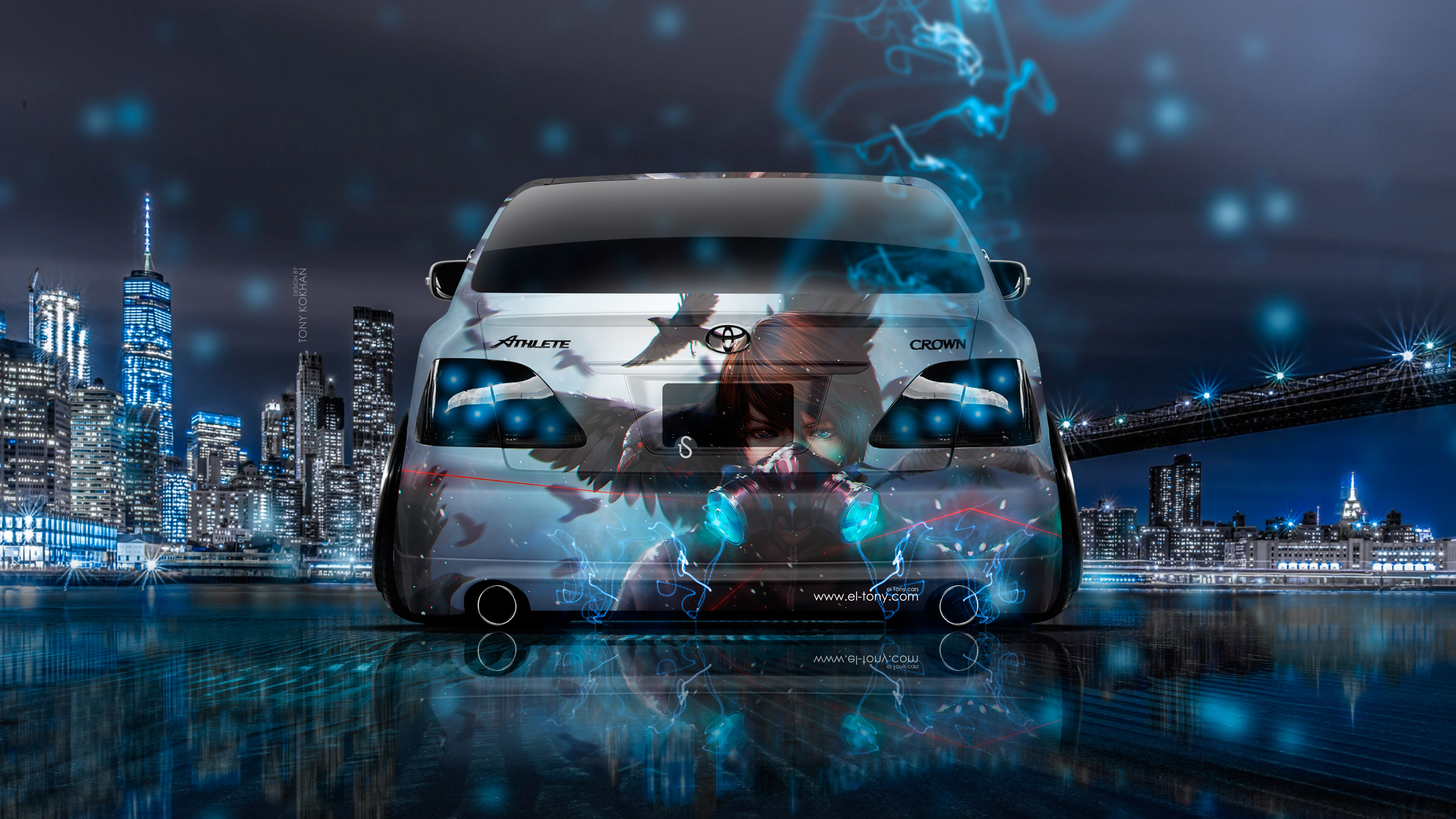 Toyota Crown Athlete Jdm Back Anime Night New York City Energy Car