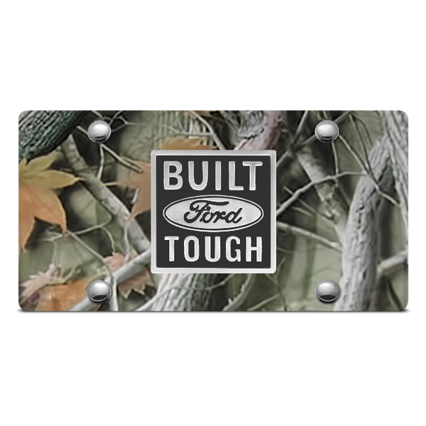 Dwd 3d Built Ford Tough Logo On Camo Stainless Steel License Plate