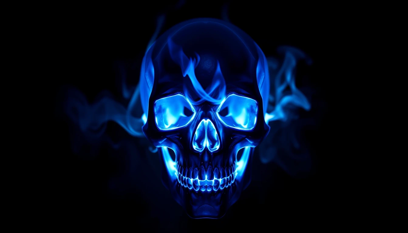 Blue Fire Skull Wallpaper