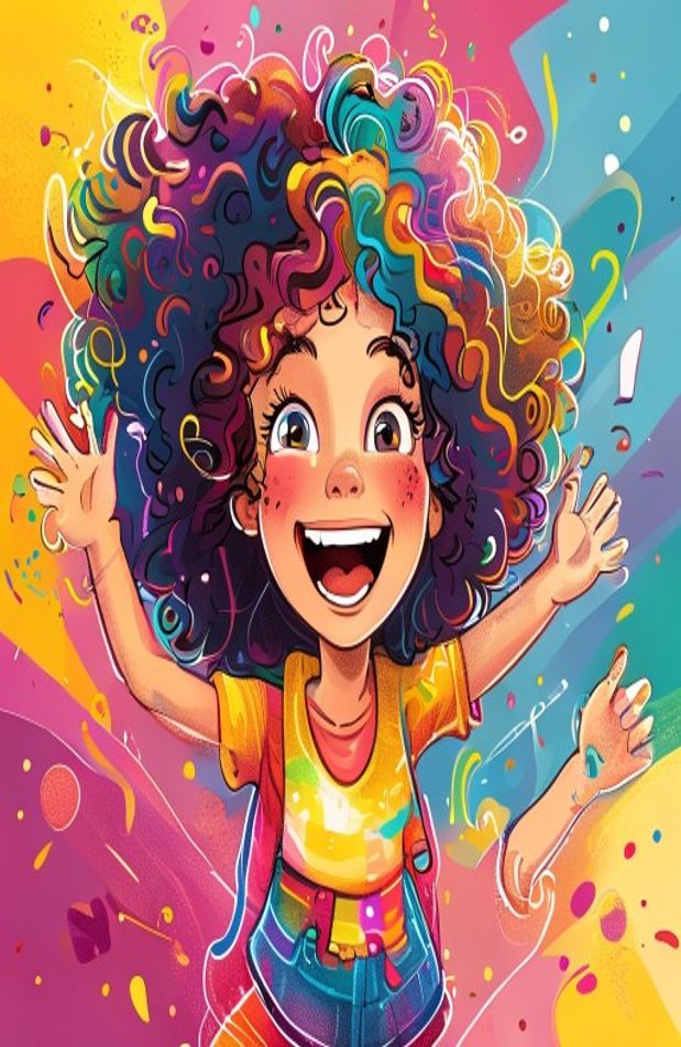 Curly Girl Cartoon Wallpaper