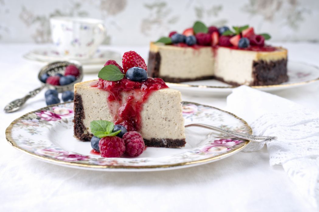 Berry Cake Cheesecake Dessert Fruit Pastry Still Life Wallpaper