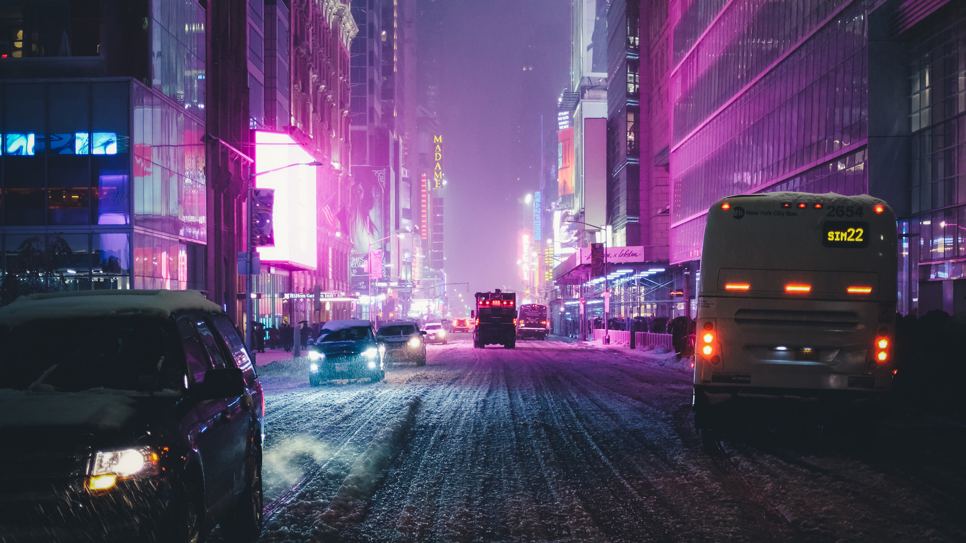 Night City Street Neon Lights 4k Laptop Full HD 1080p Wallpaper Image