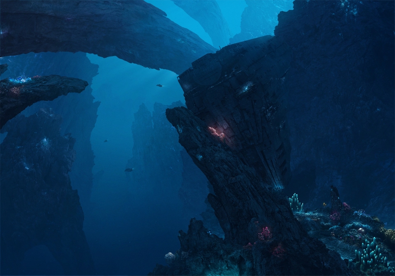 Atlantis Deep Sea Blue Underwater Wallpaper