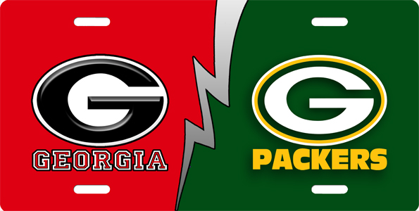 Georgia Bulldogs and Green Bay Packers License Plate License Plate