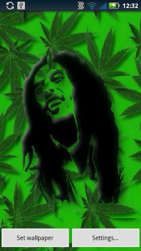 Bob Marley Silhouette Live Wallpaper With Falling Marijuana Ganja