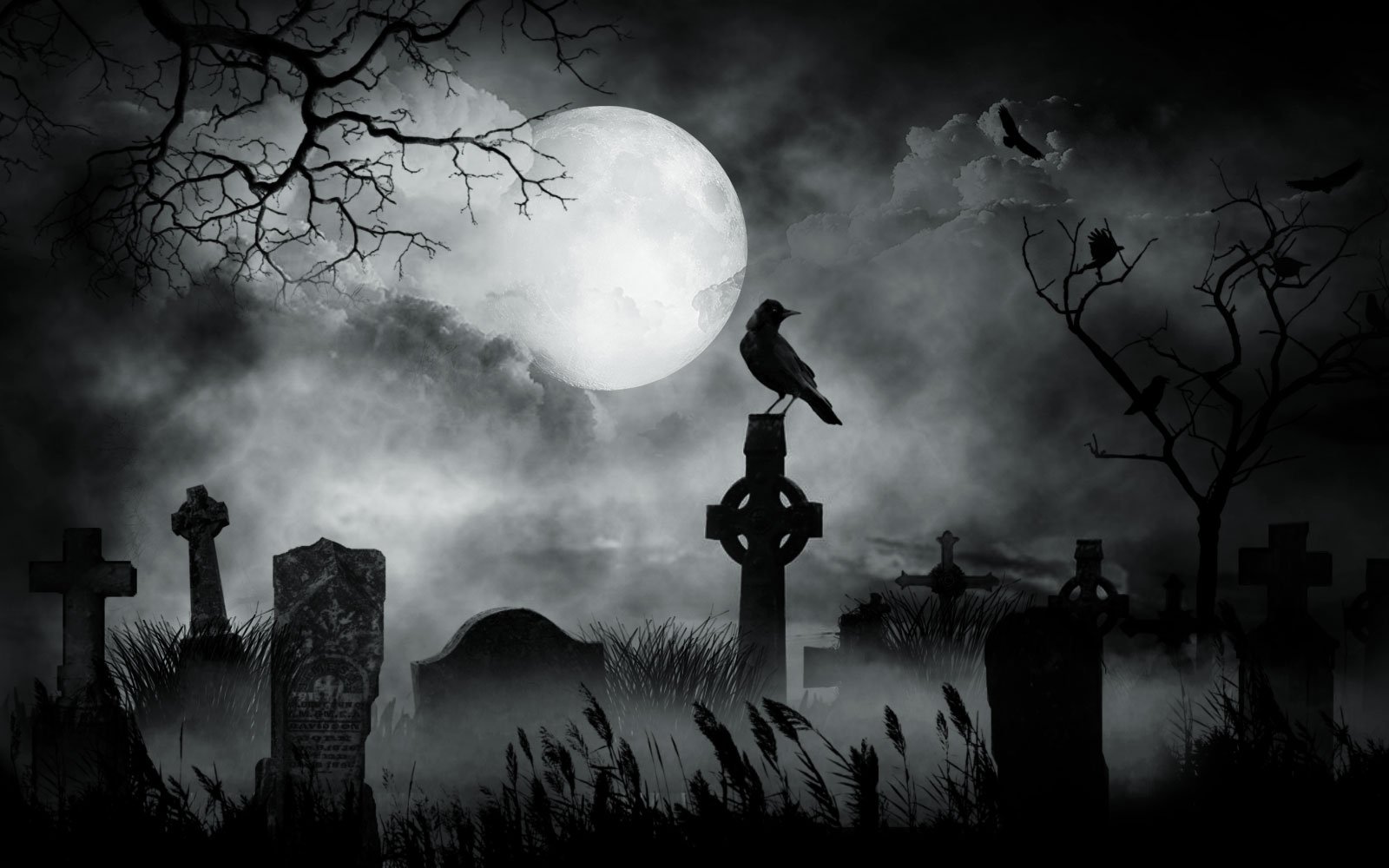 haunted cemetery wallpaper