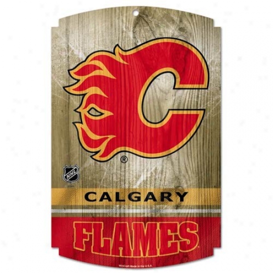 Calgary Flames Wood Sign The Web Sport World dot com