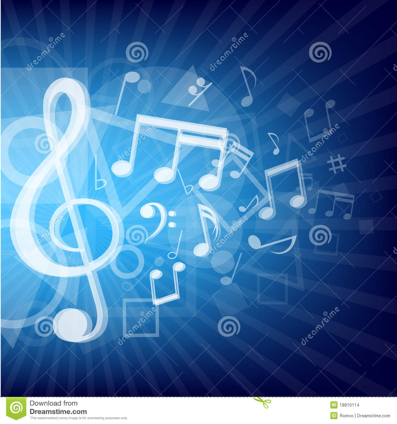 Musical Notes Background Blue Modern Music N