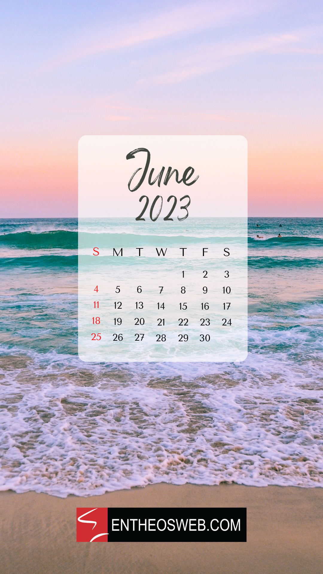 June 2023 Calendar Phone Wallpaper EntheosWeb