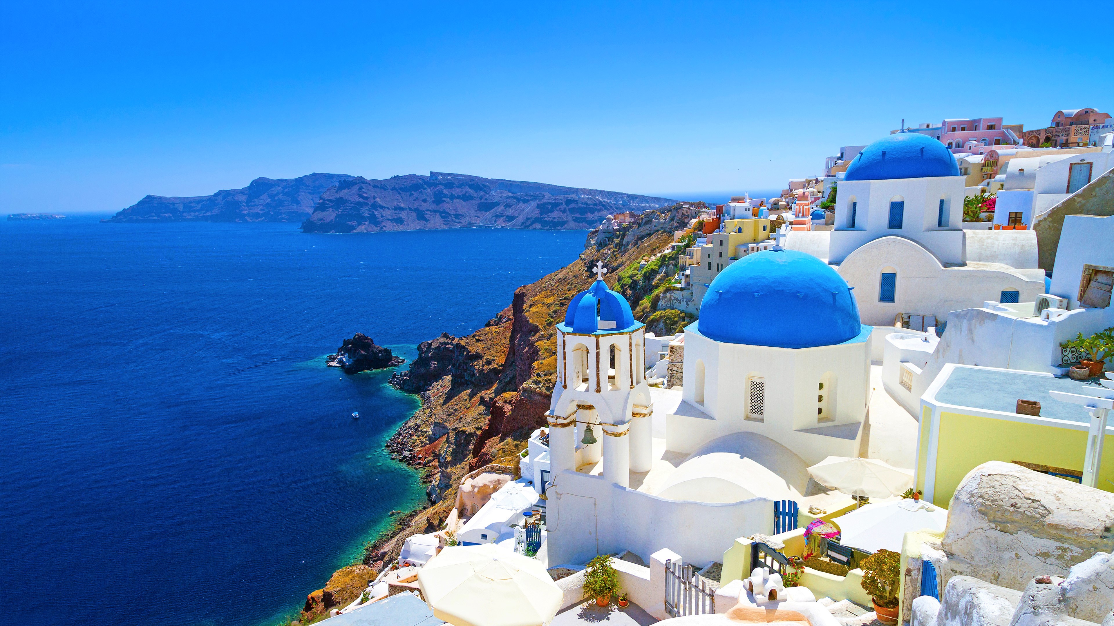Santorini Greece 4k Ultra HD Wallpaper Background Image