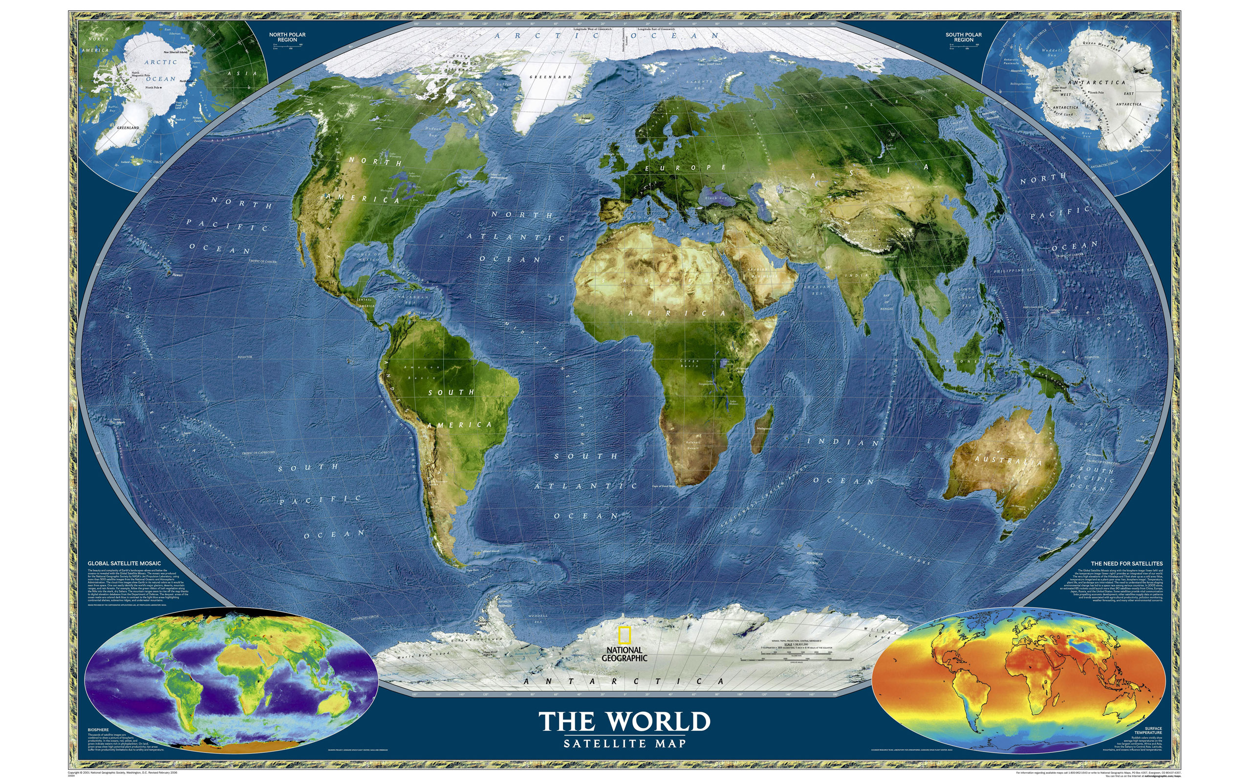 Large World Map National Geographic Physical Of The