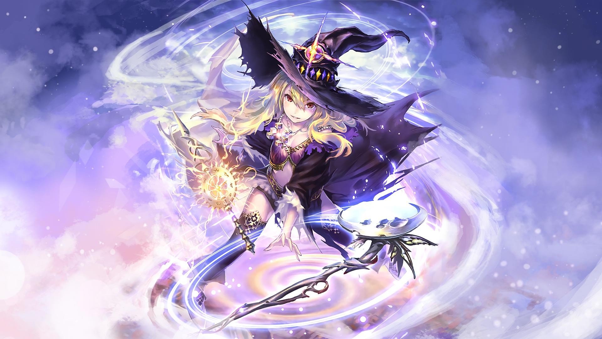 Wizard Witch Blonde Long Hair Red Eyes Looking