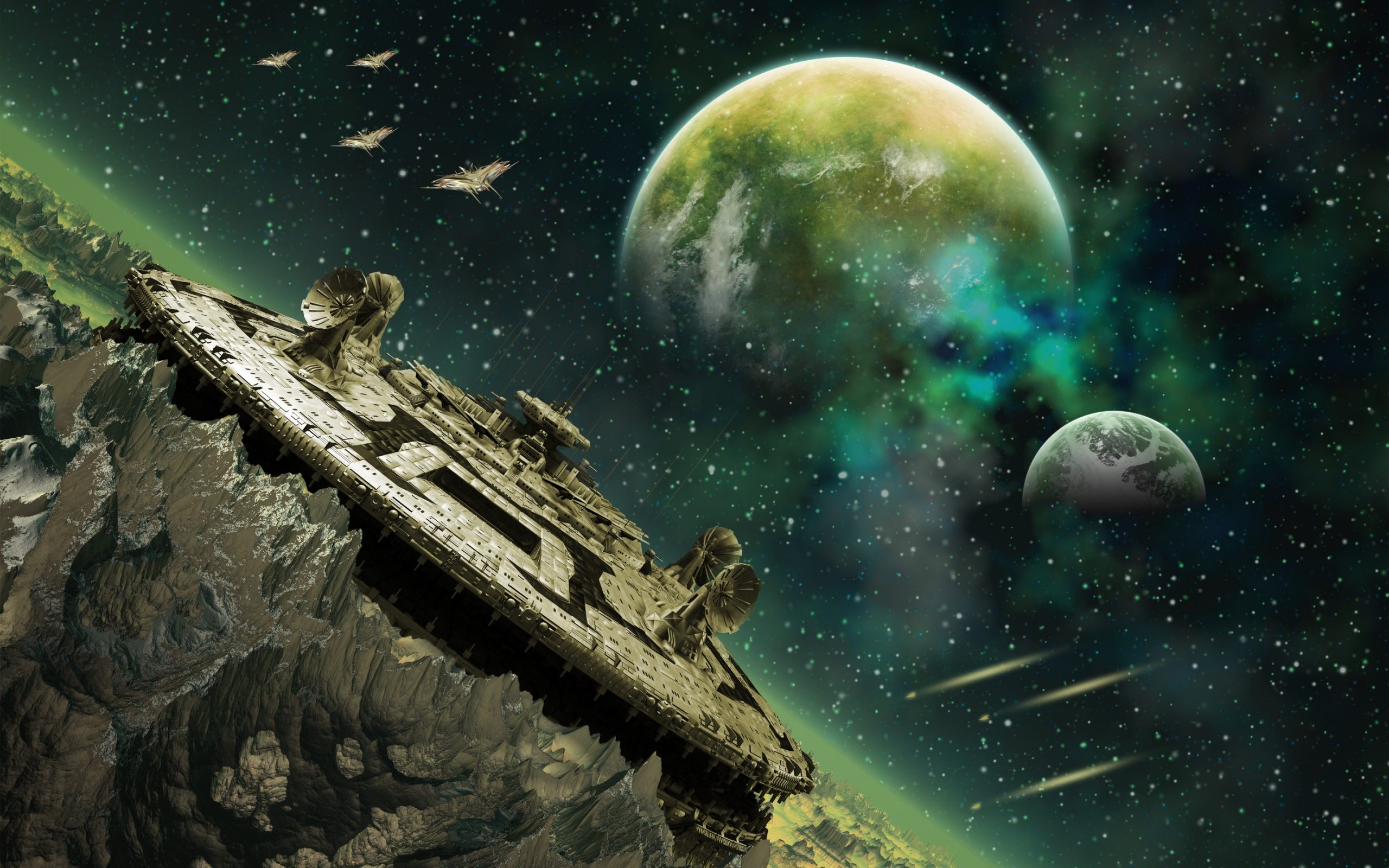 Alien Planet Space Station Wallpaper HD For Desktop 2560x1600