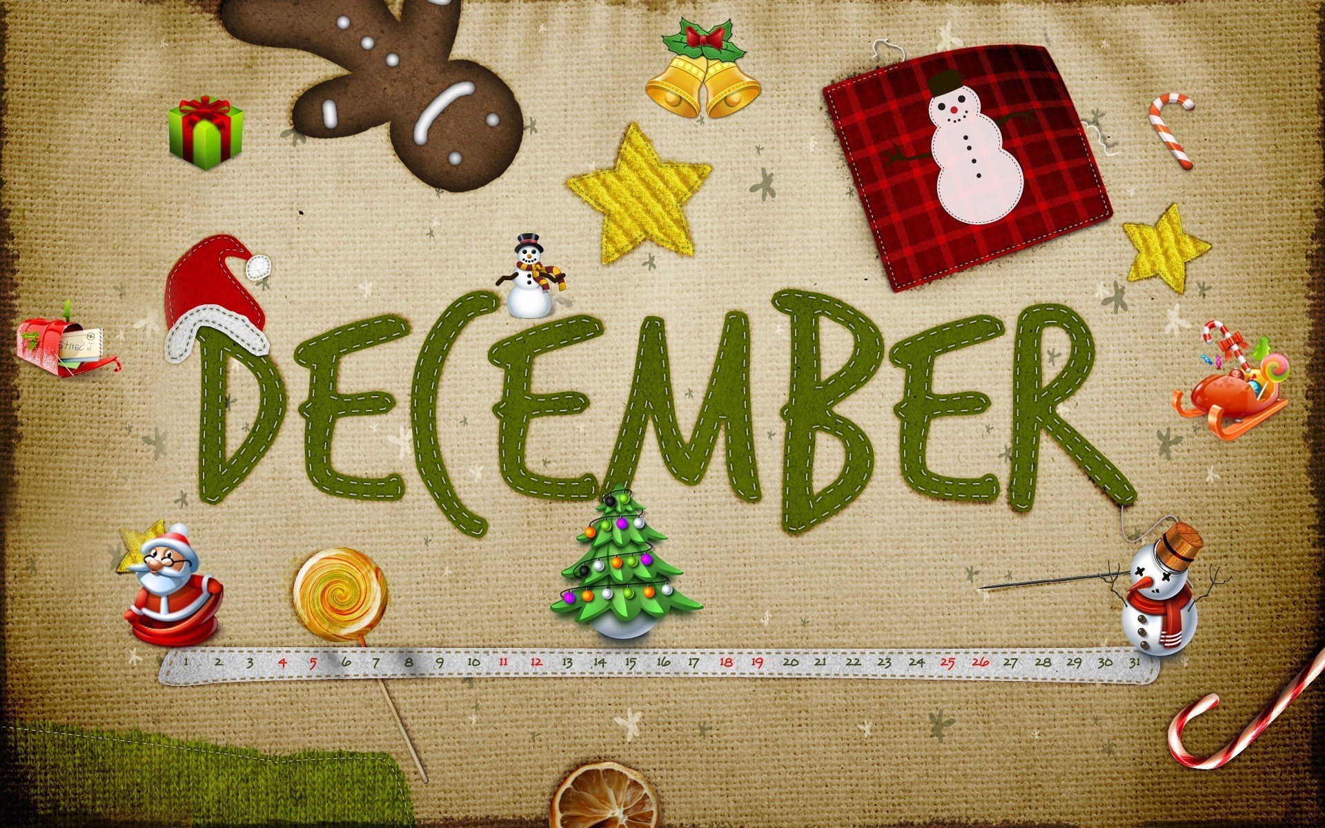 December Calendar Puter Desktop Wallpaper