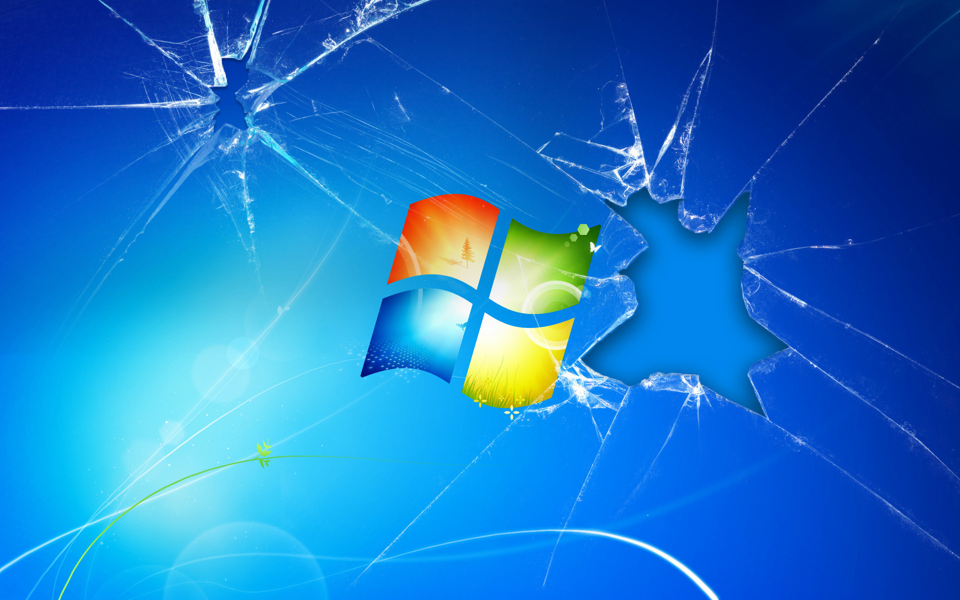 Microsoft Graphics Broken Glass Crack Desktop Wallpaper 3d