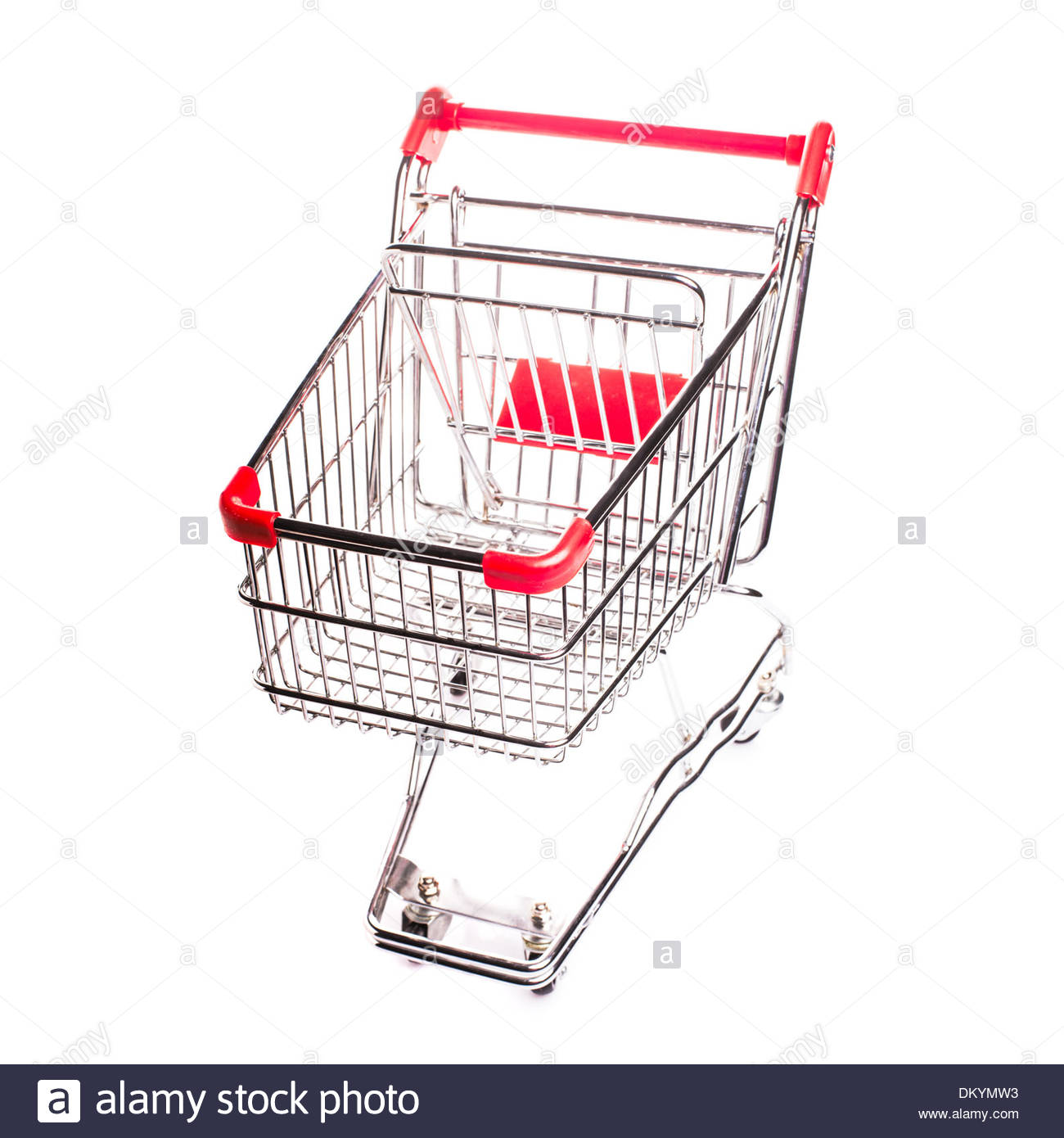 Red Matal Shopping Trolley Isolated On White Background Stock