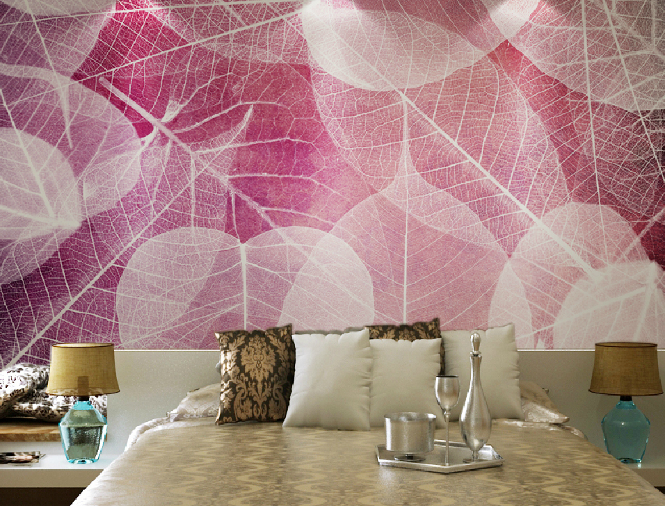 Back Wall Decor Leaf Texture Wallpaper Fiber Jungle For Bed
