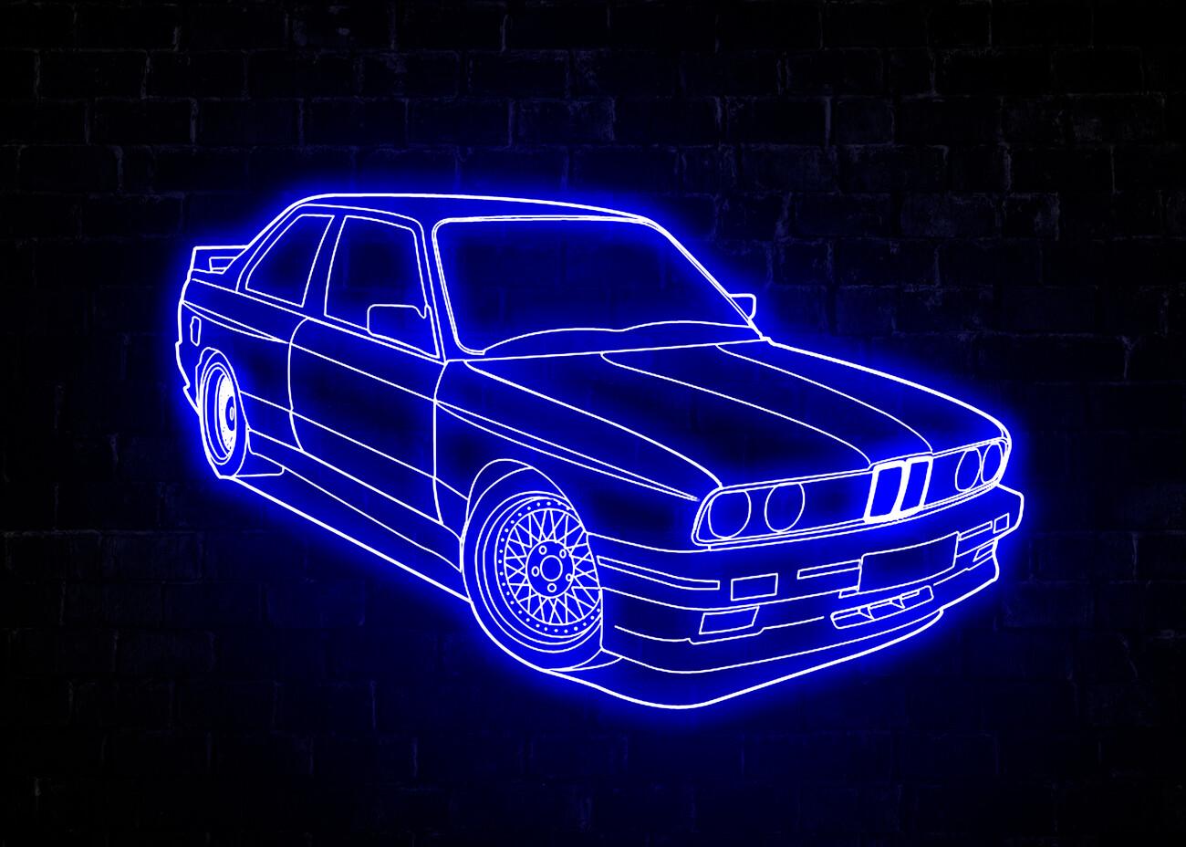 E36 Oldtimer Car Neon Wall Mural Buy online at Europosters