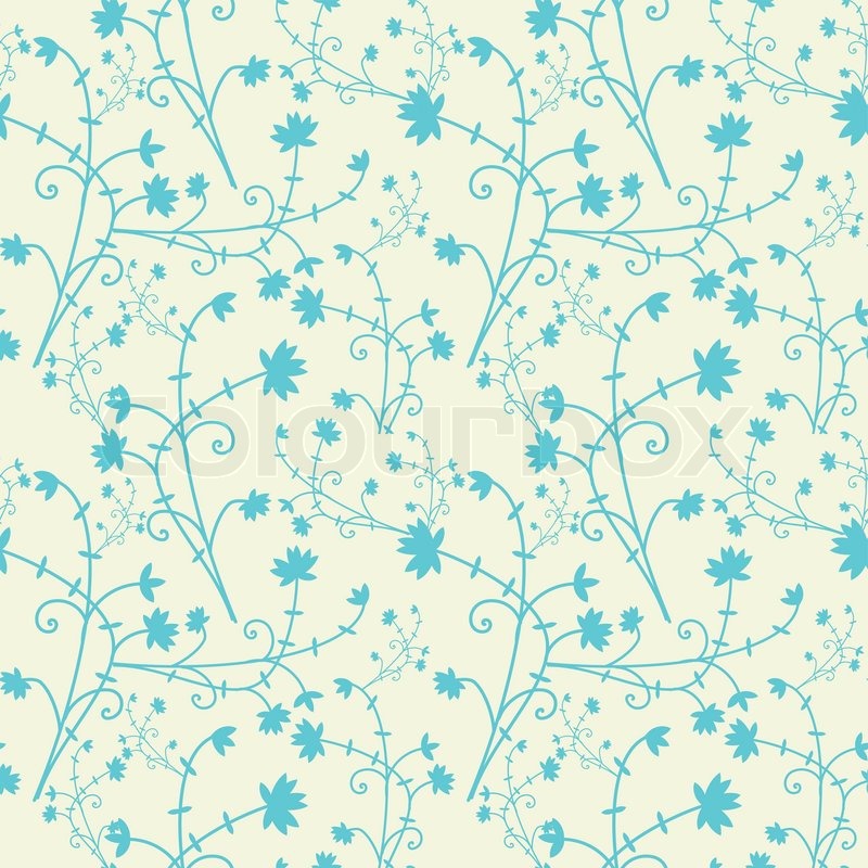 Blaue Nahtlose Florales Muster Auf Hellem Hintergrund Stock Vektor