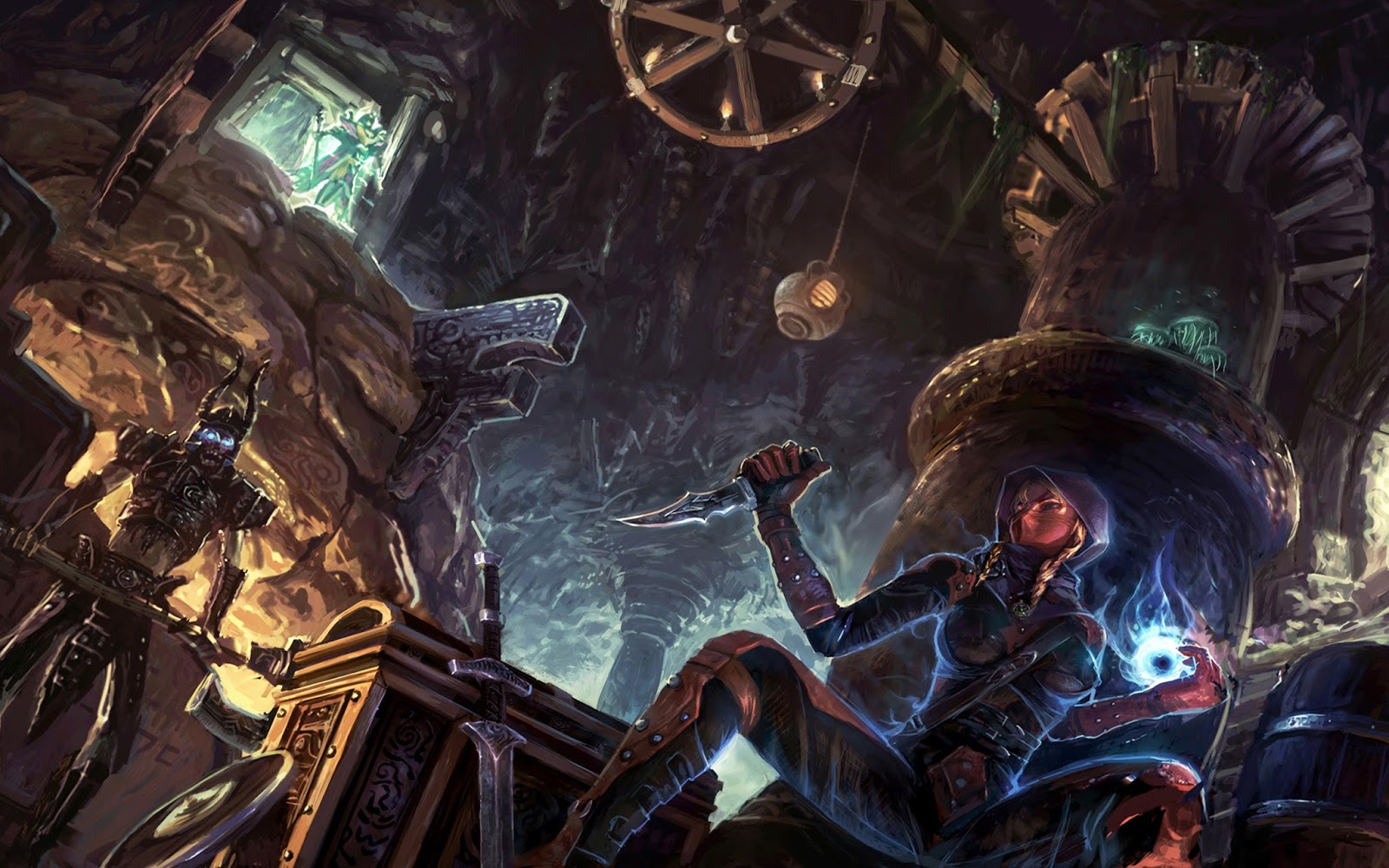 Skyrim Games Fantasy Dagger Weapon Orb HD Wallpaper Background