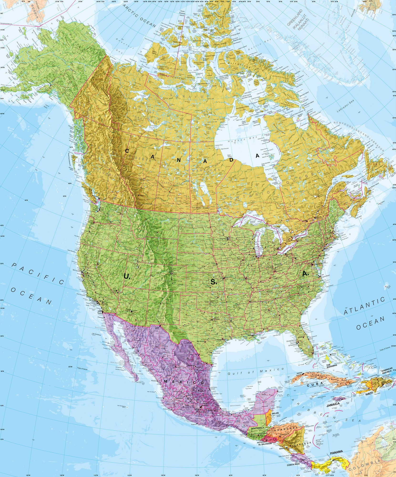 Political North America Map Wall Mural Wallsauce US