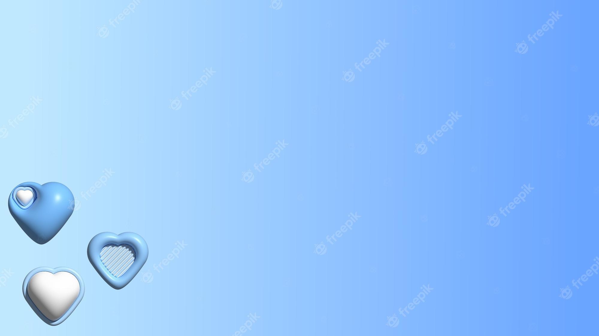 Premium Photo Aesthetic Cute 3d Blue Heart Shape On Gradient