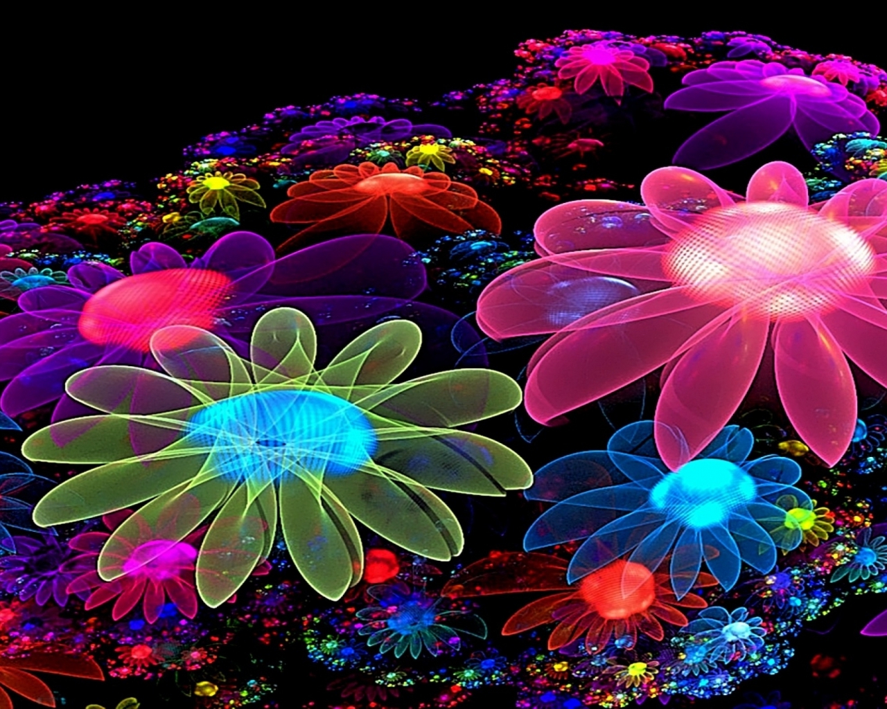 Colorful Abstract Flower Glow Wallpaper