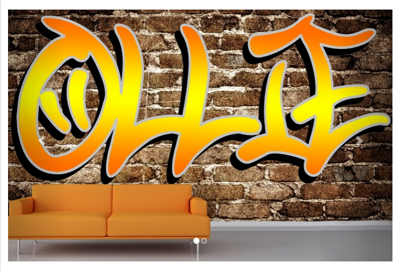 Shipping Custom Name Graffiti Mural Wallpaper Sofa Tv Background
