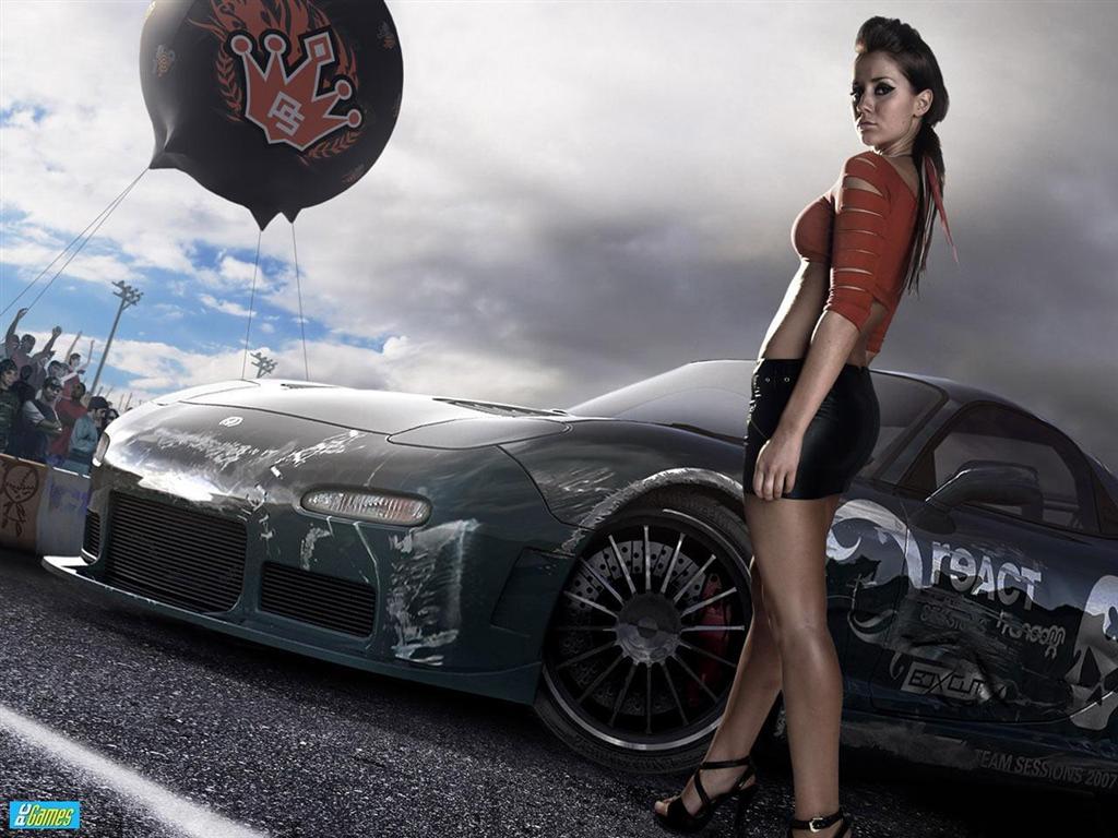 Car wallpaper   red sexy girl and sport car wallpaper 1024x768