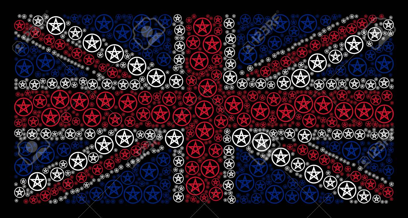 United Kingdom State Flag Mosaic Organized Of Star Pentacle