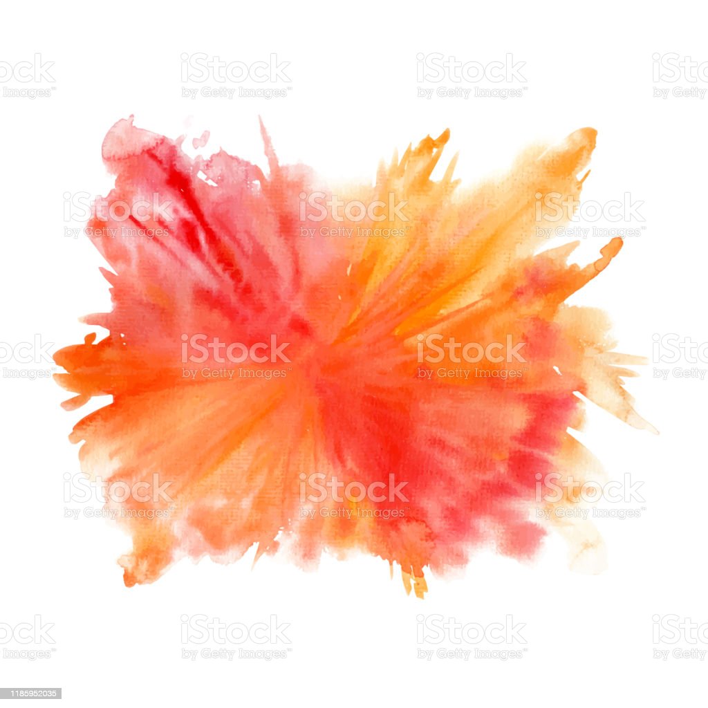 Colorful Bright Vector Watercolor Illustration Of Red Orange And