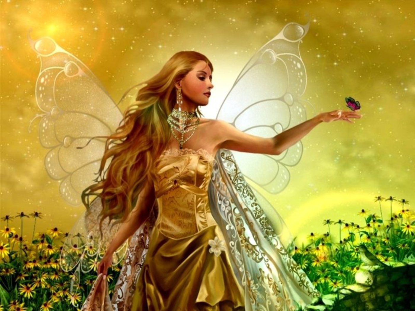 Fairy And Butterfly Angel Desktop Wallpaper