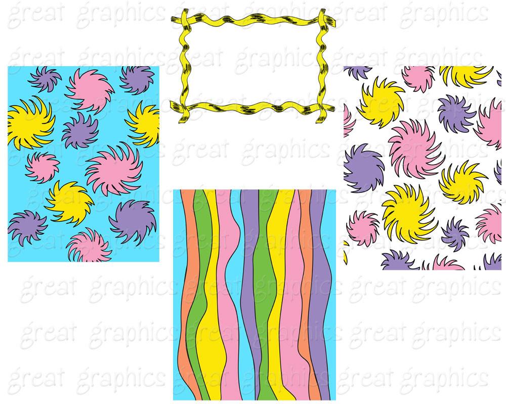 Kids Printable Whimsical Background And Clip Art Lorax Inspired