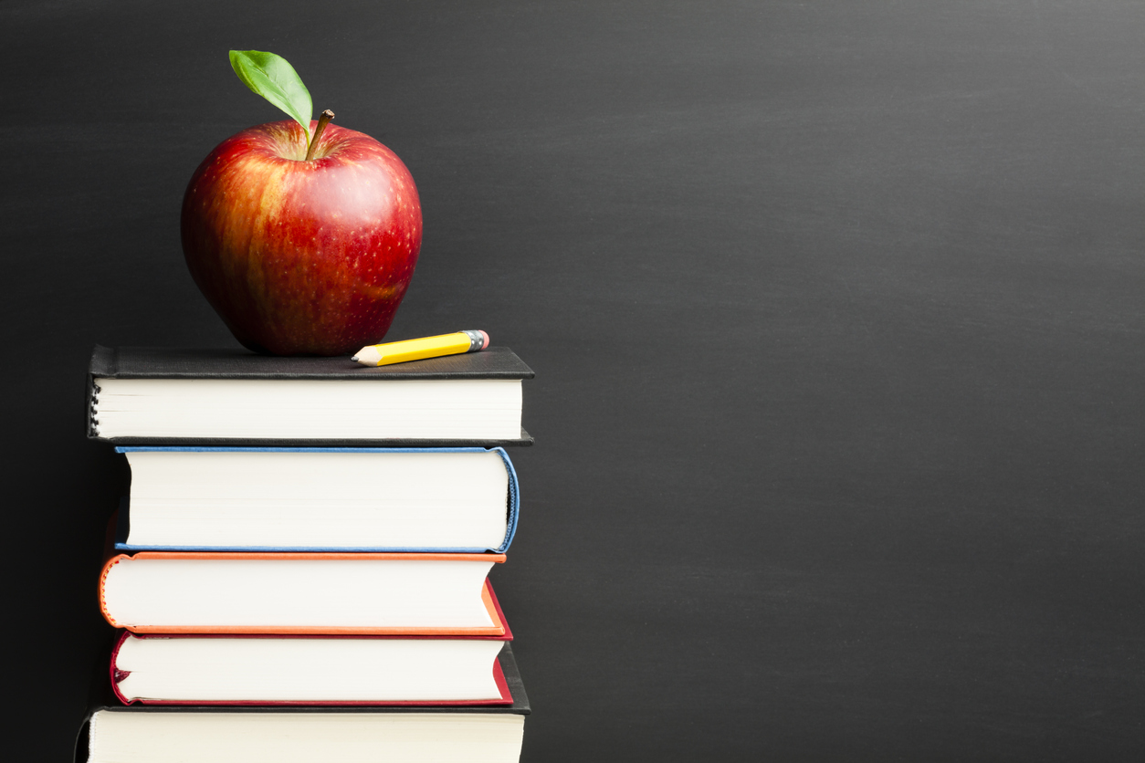 Back To School Apple Blackboard Education Background Books